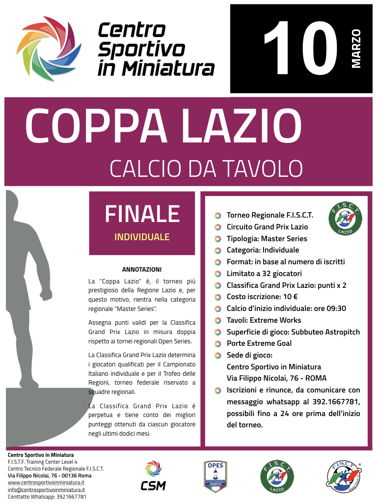 Coppa LAzio 2024 di Calcio da Tavolo